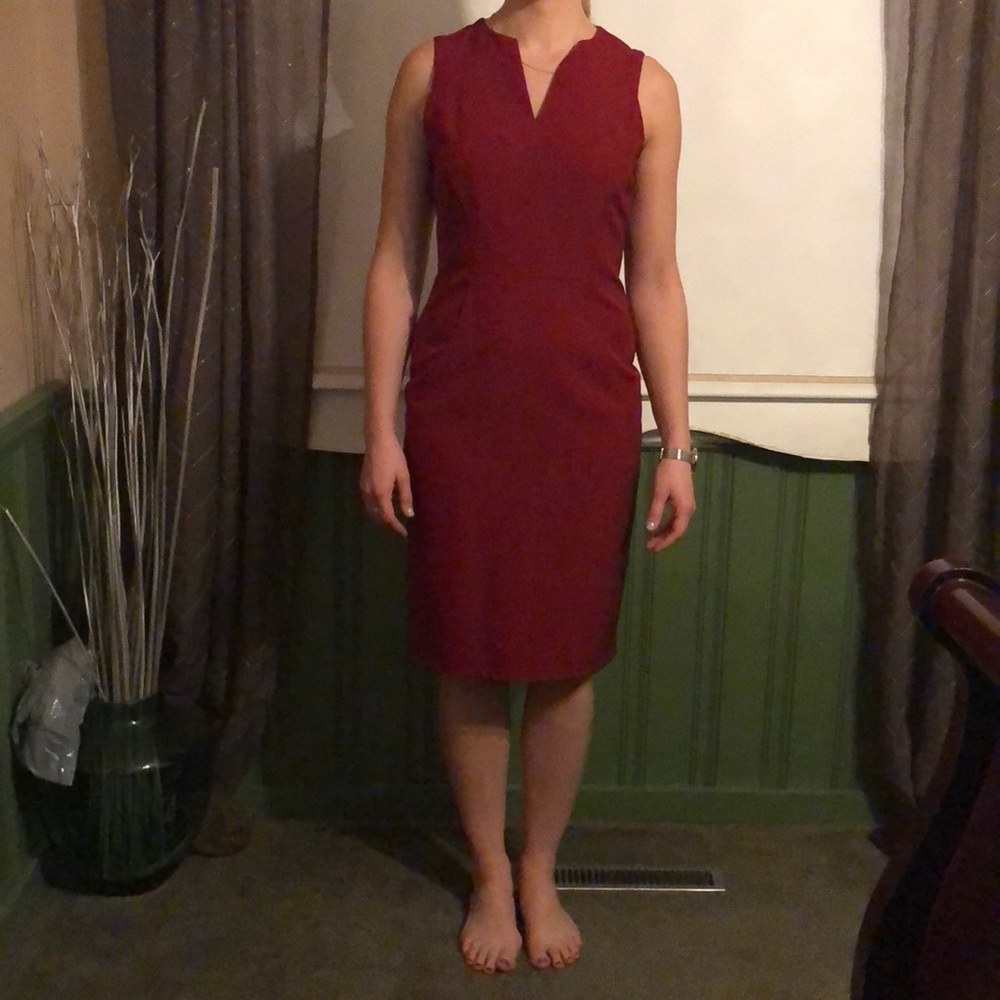 Knee length red dress